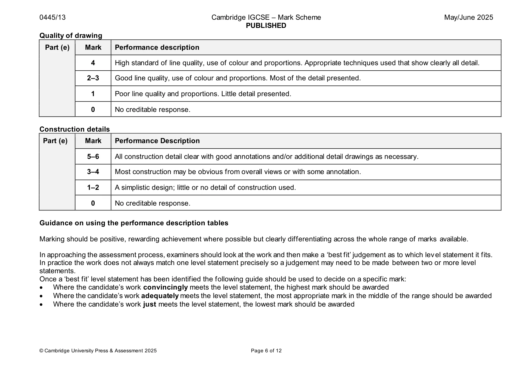 Mark scheme, page 6 of 12