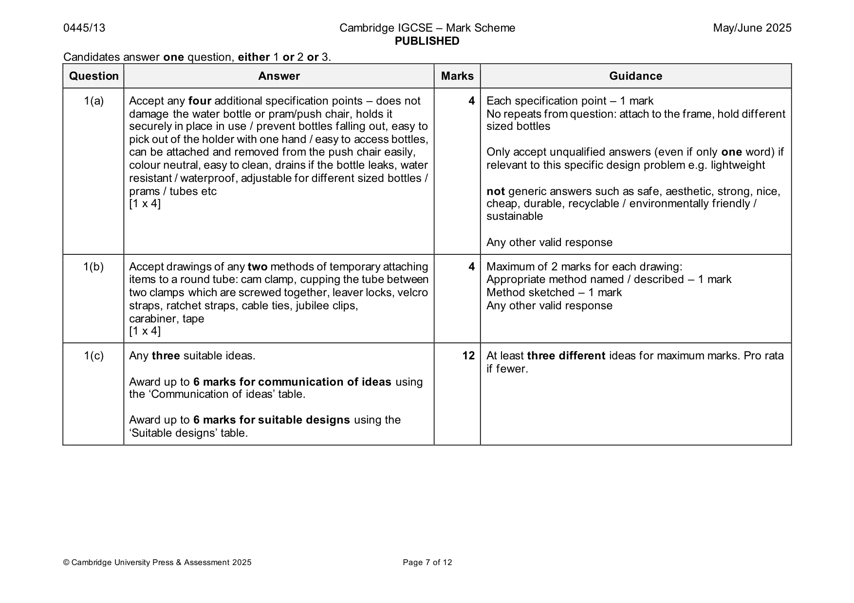 Mark scheme, page 7 of 12