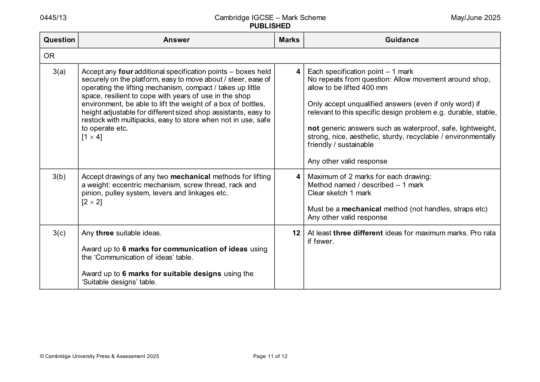 Mark scheme, page 11 of 12
