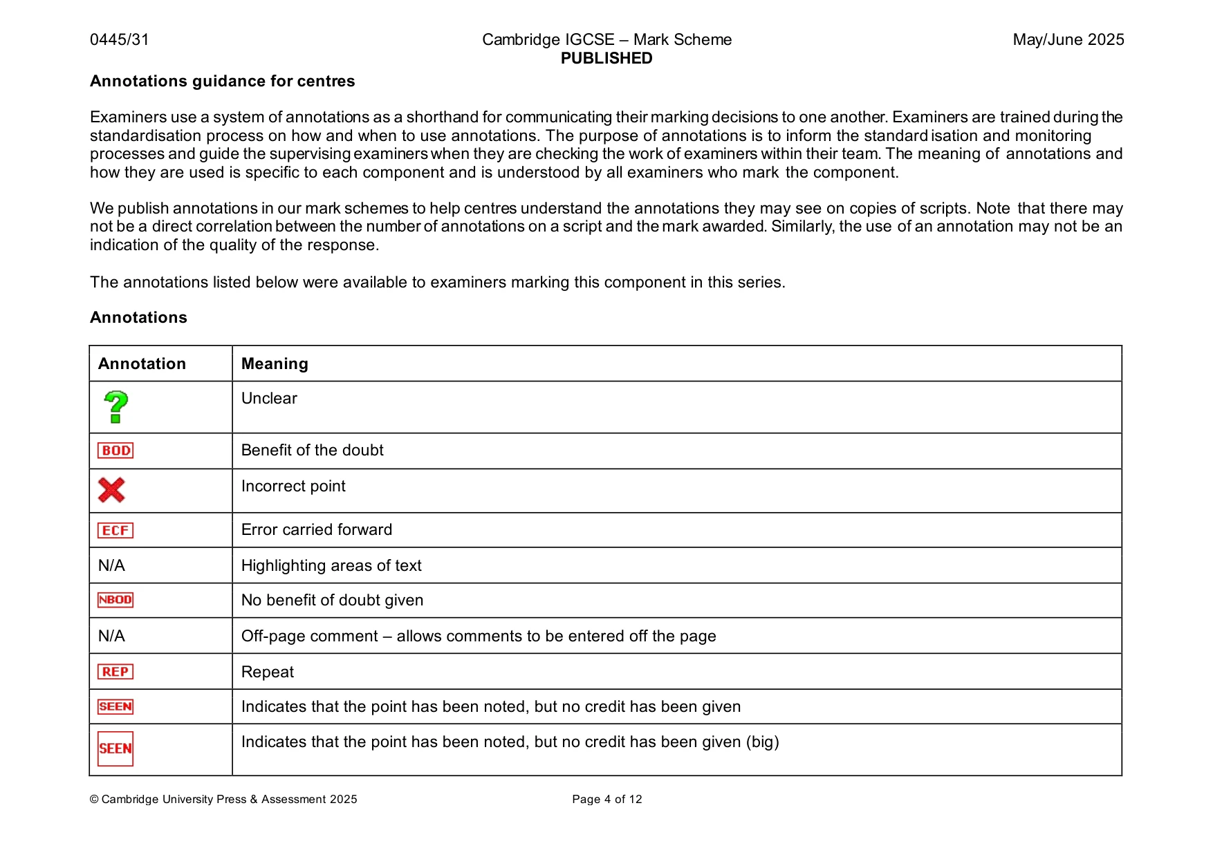 Mark scheme, page 4 of 12