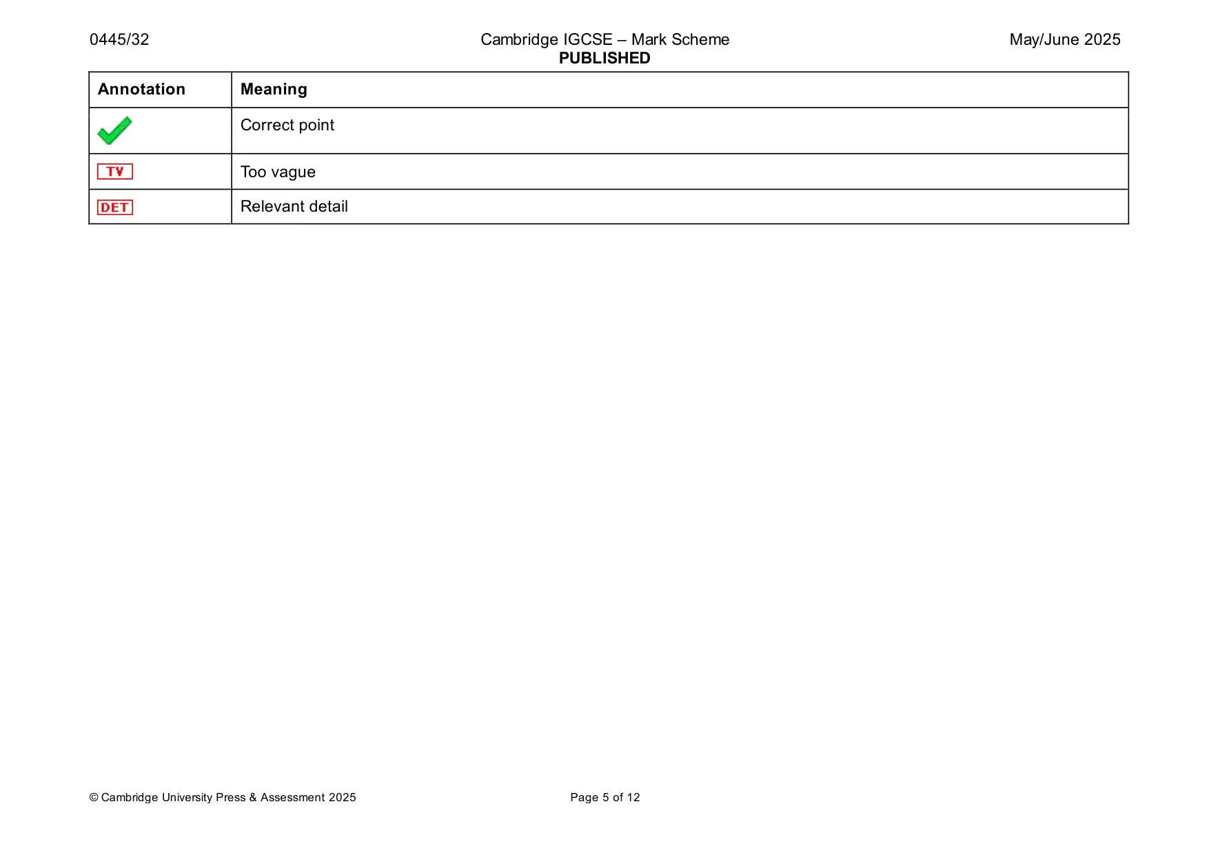 Mark scheme, page 5 of 12