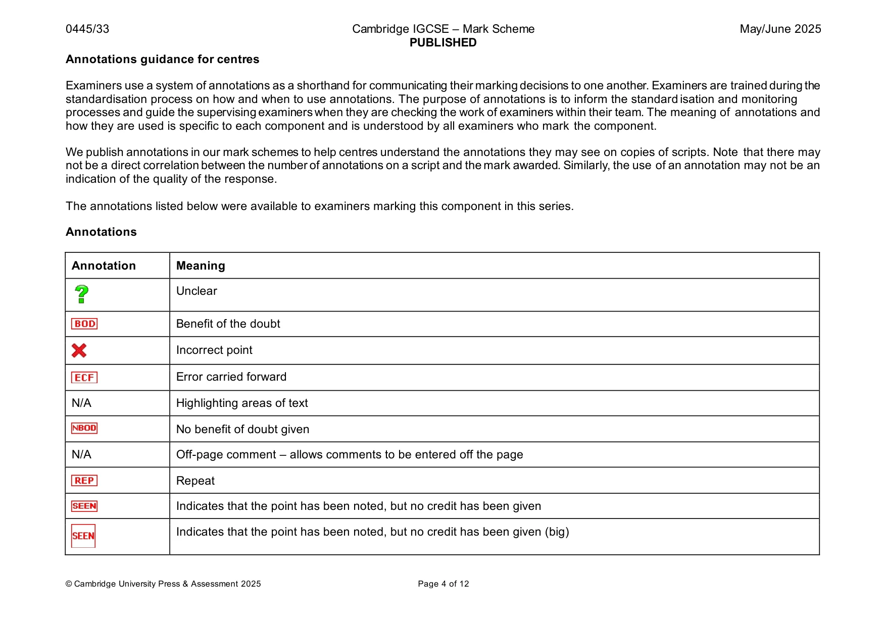 Mark scheme, page 4 of 12