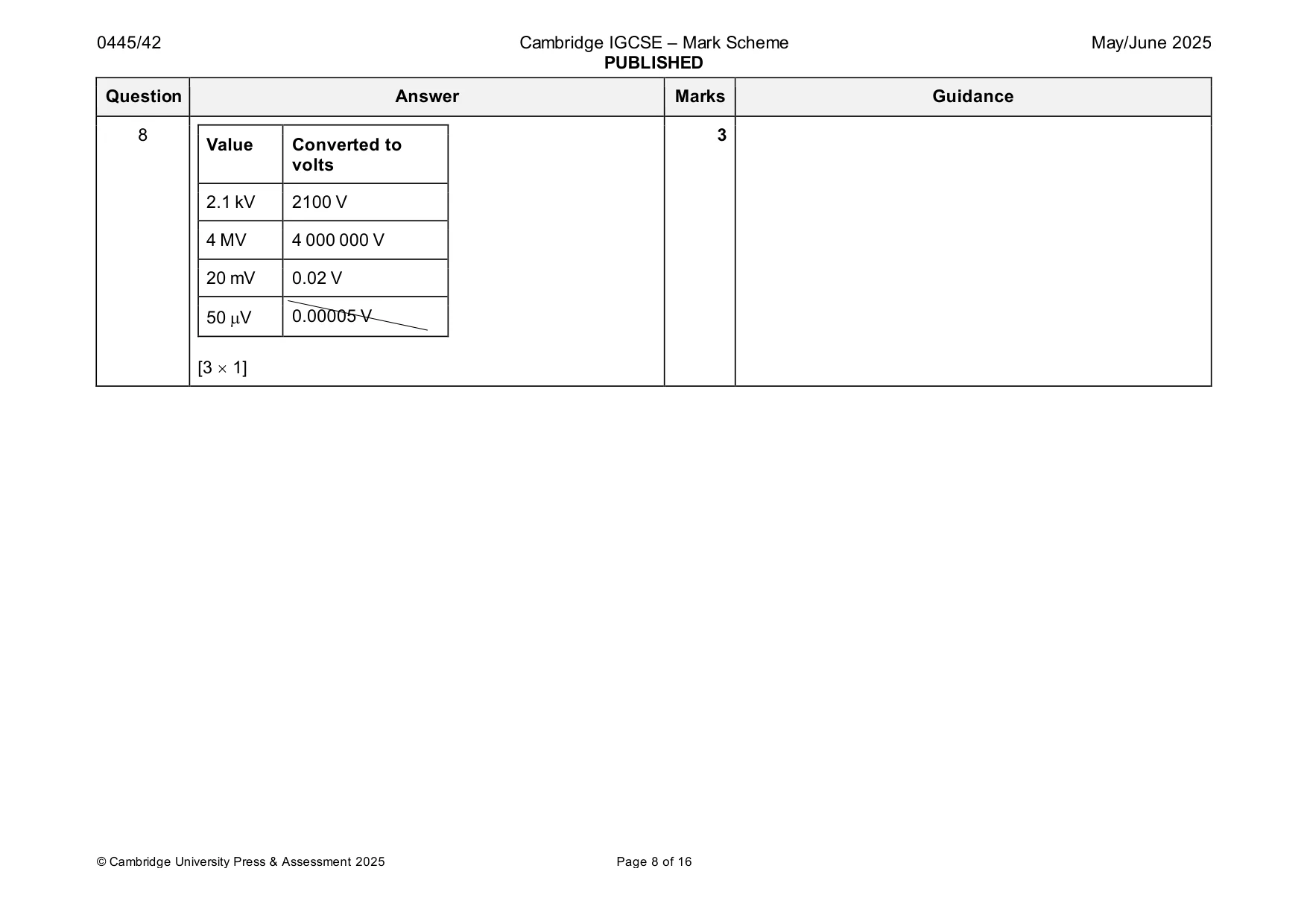 Mark scheme, page 8 of 16