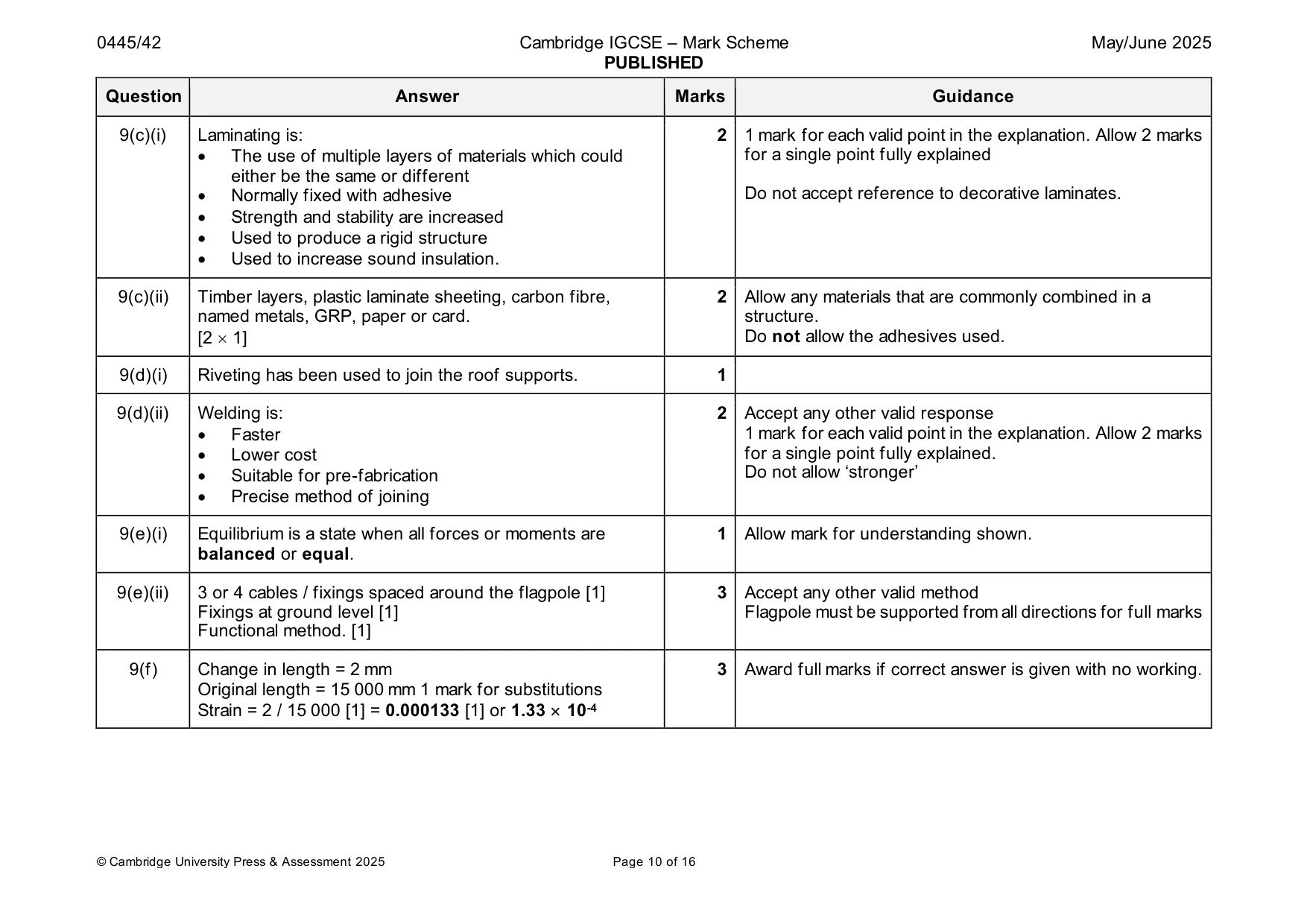 Mark scheme, page 10 of 16