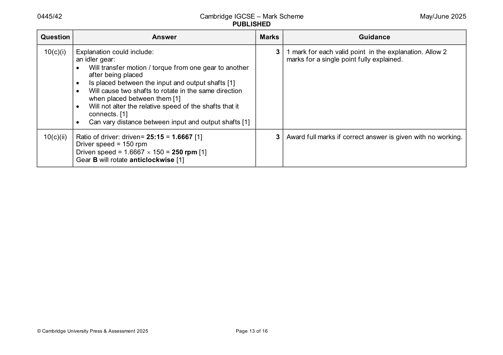 Mark scheme, page 13 of 16