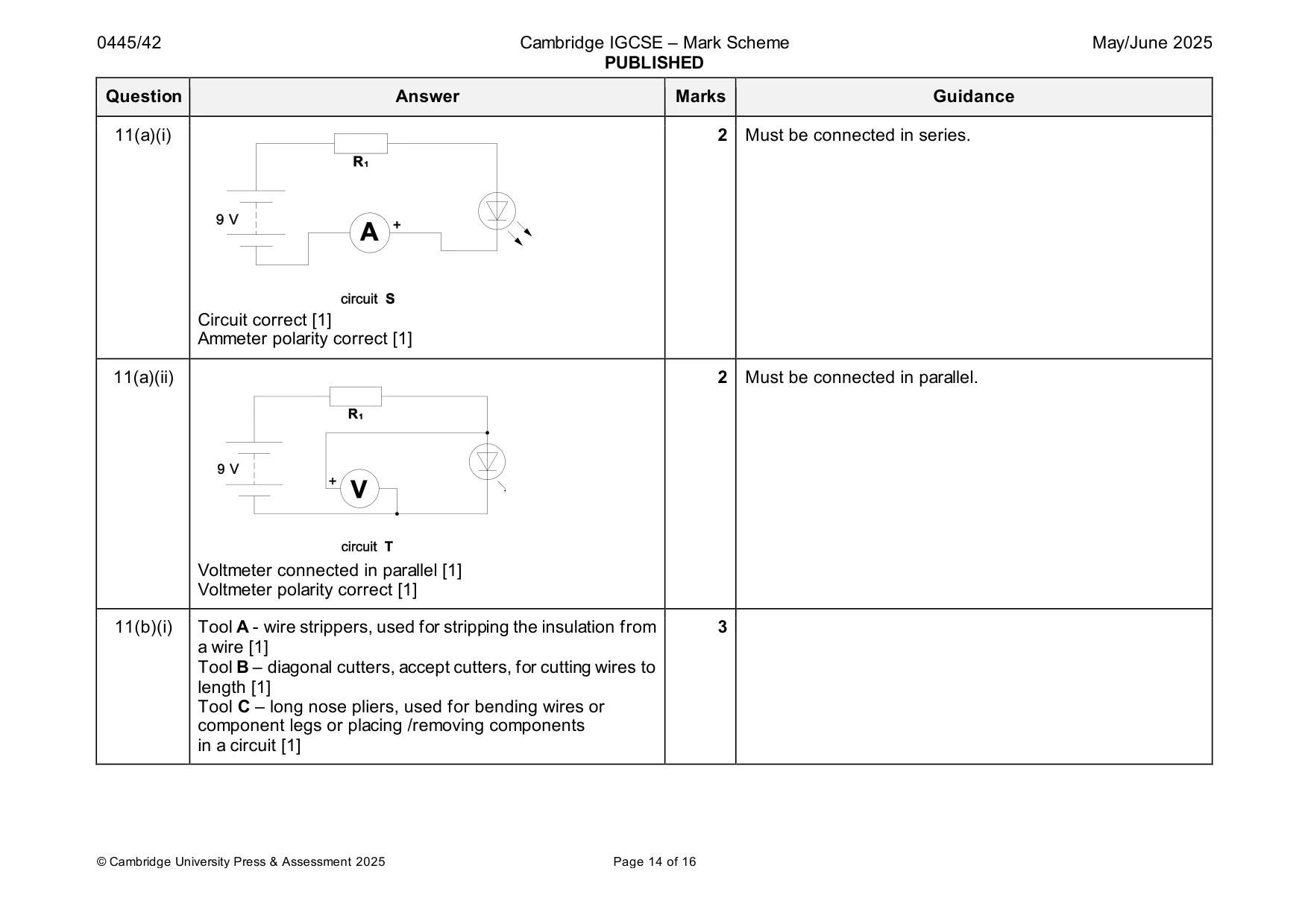 Mark scheme, page 14 of 16