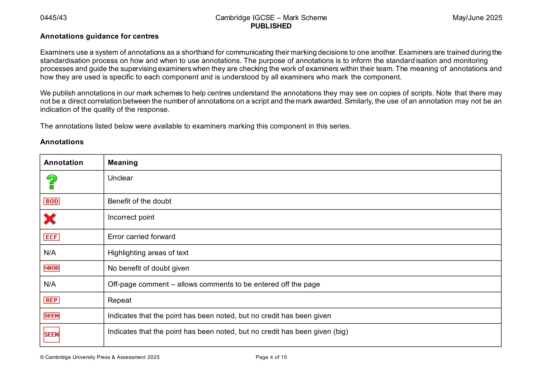 Mark scheme, page 4 of 15