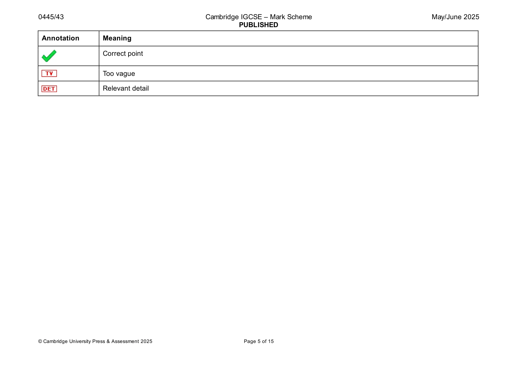 Mark scheme, page 5 of 15