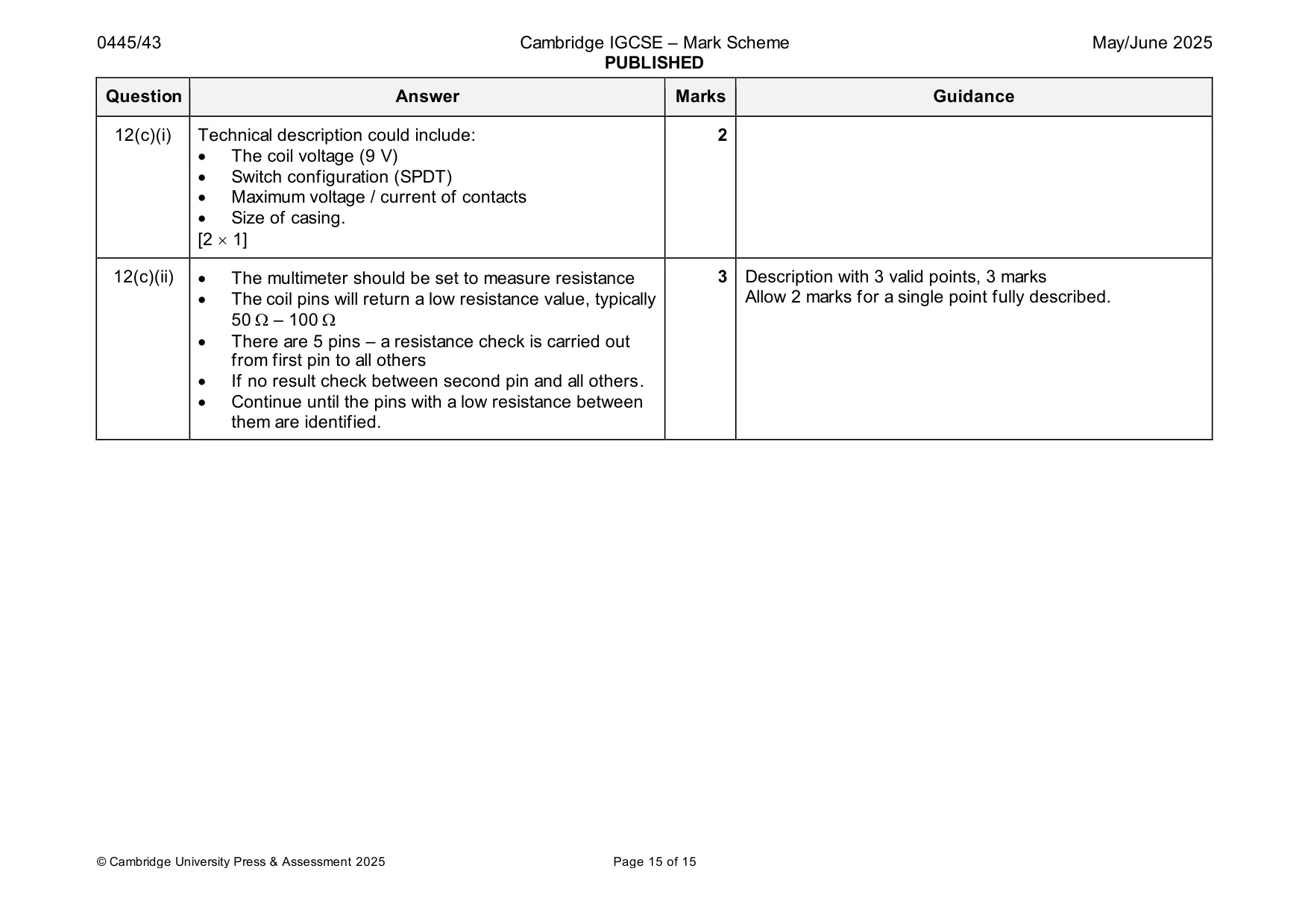 Mark scheme, page 15 of 15