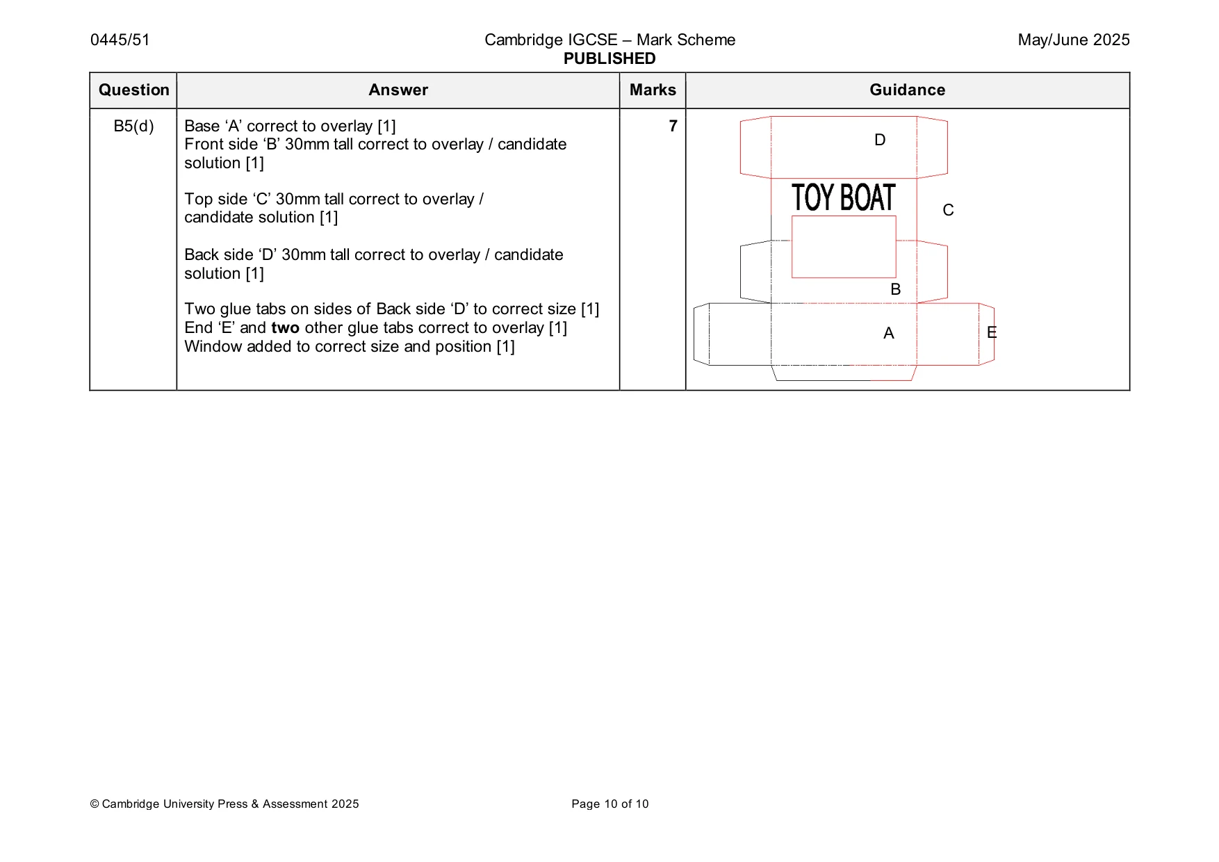 Mark scheme, page 10 of 10