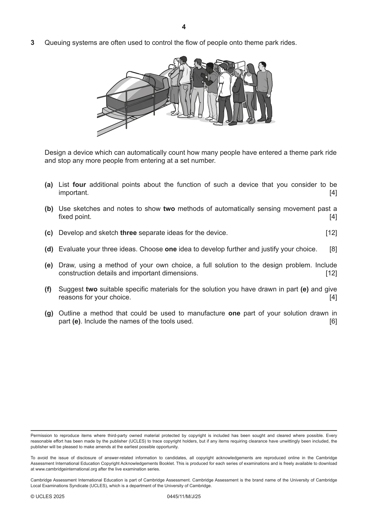 Cambridge IGCSE Design and Technology 0445 2025 May/June Paper 1 · Variant 1 question paper, page 4 of 4