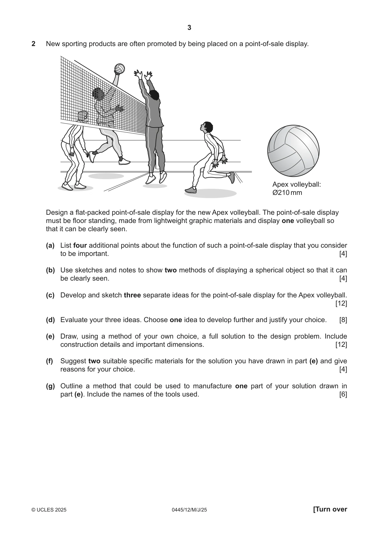 Cambridge IGCSE Design and Technology 0445 2025 May/June Paper 1 · Variant 2 question paper, page 3 of 4