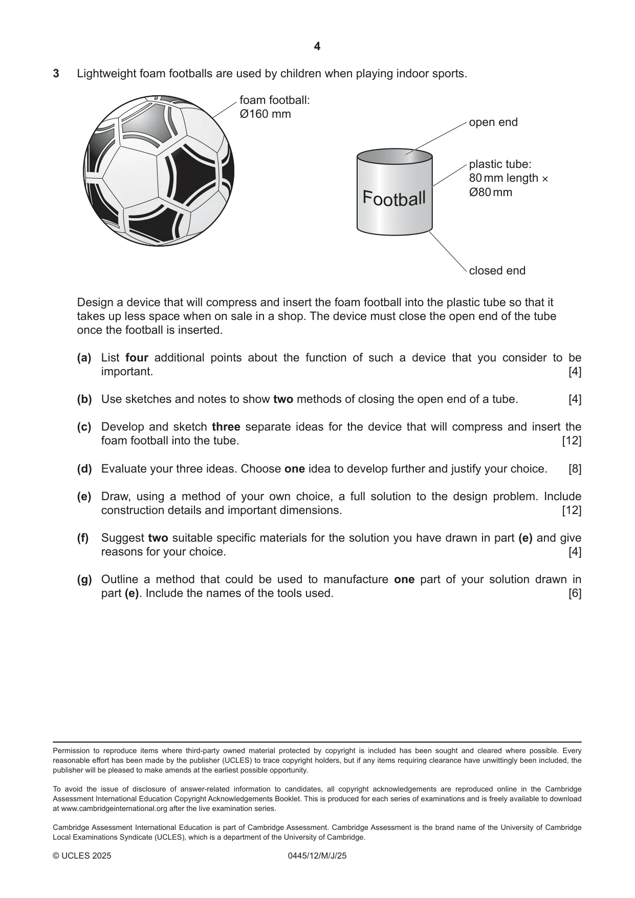 Cambridge IGCSE Design and Technology 0445 2025 May/June Paper 1 · Variant 2 question paper, page 4 of 4