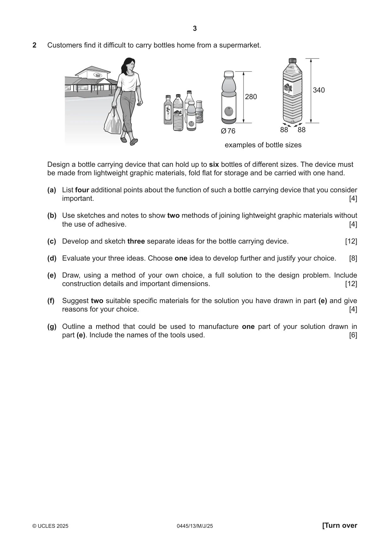 Cambridge IGCSE Design and Technology 0445 2025 May/June Paper 1 · Variant 3 question paper, page 3 of 4