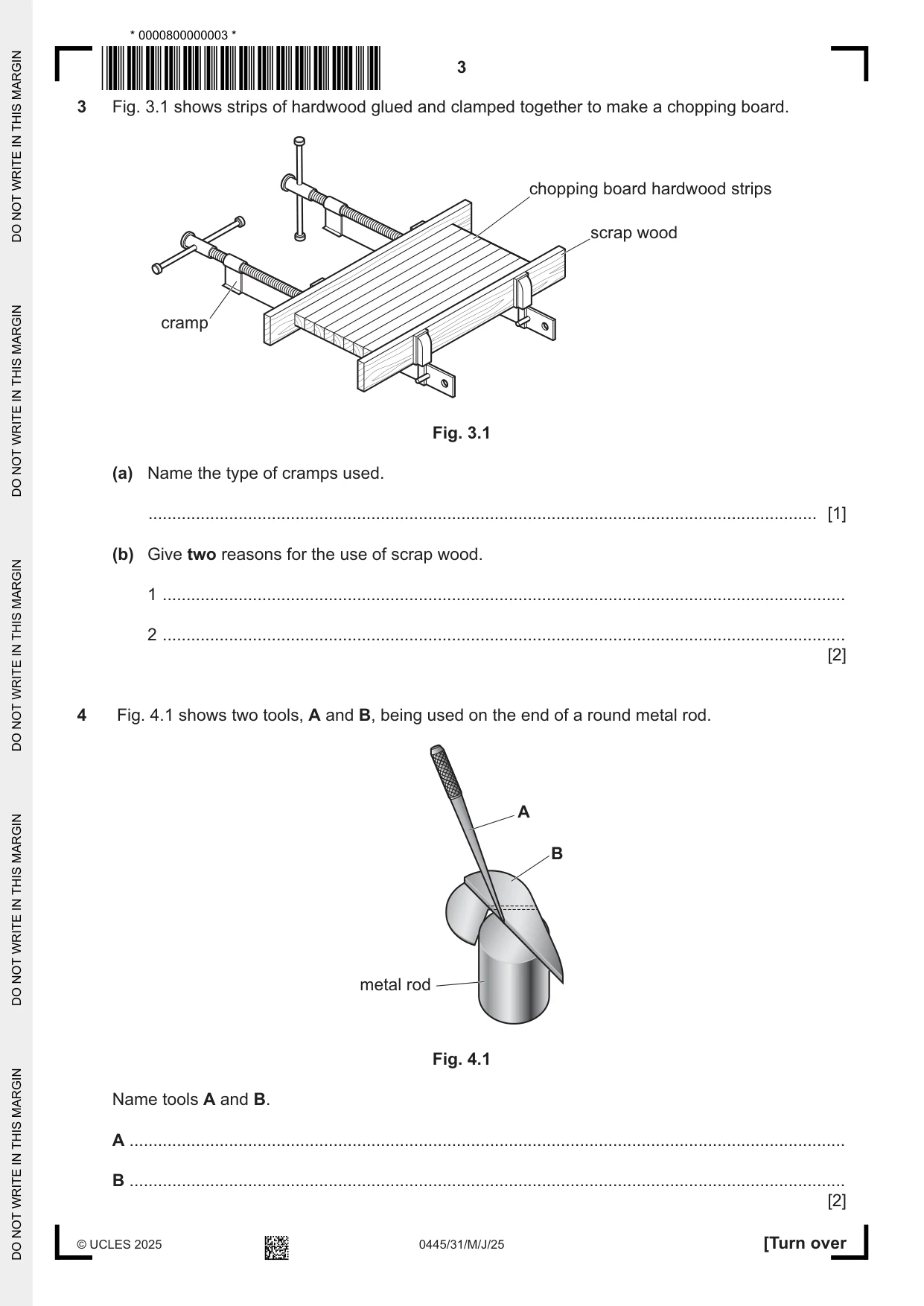 Cambridge IGCSE Design and Technology 0445 2025 May/June Paper 3 · Variant 1 question paper, page 3 of 24