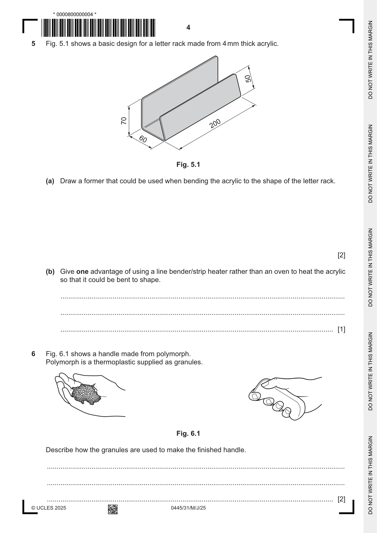 Cambridge IGCSE Design and Technology 0445 2025 May/June Paper 3 · Variant 1 question paper, page 4 of 24