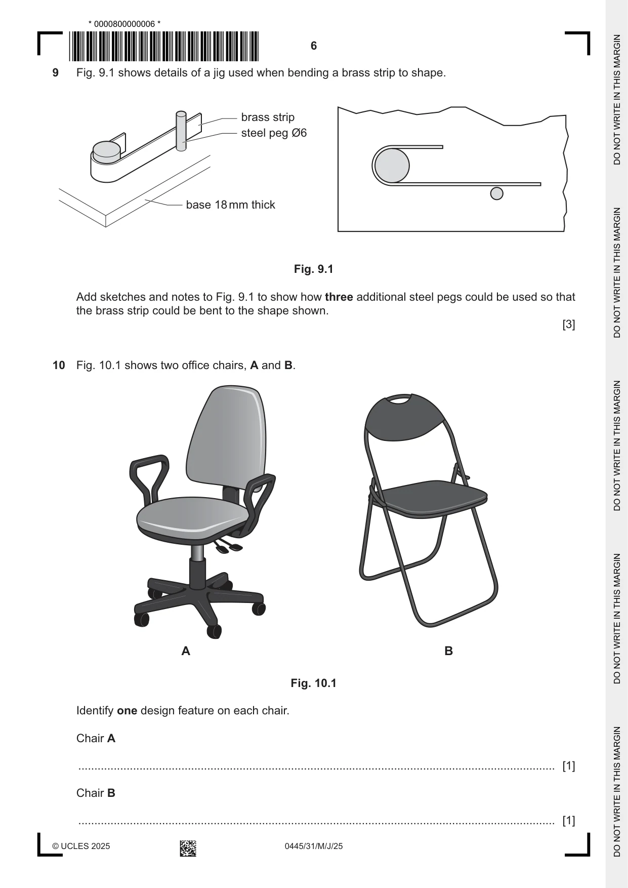 Cambridge IGCSE Design and Technology 0445 2025 May/June Paper 3 · Variant 1 question paper, page 6 of 24