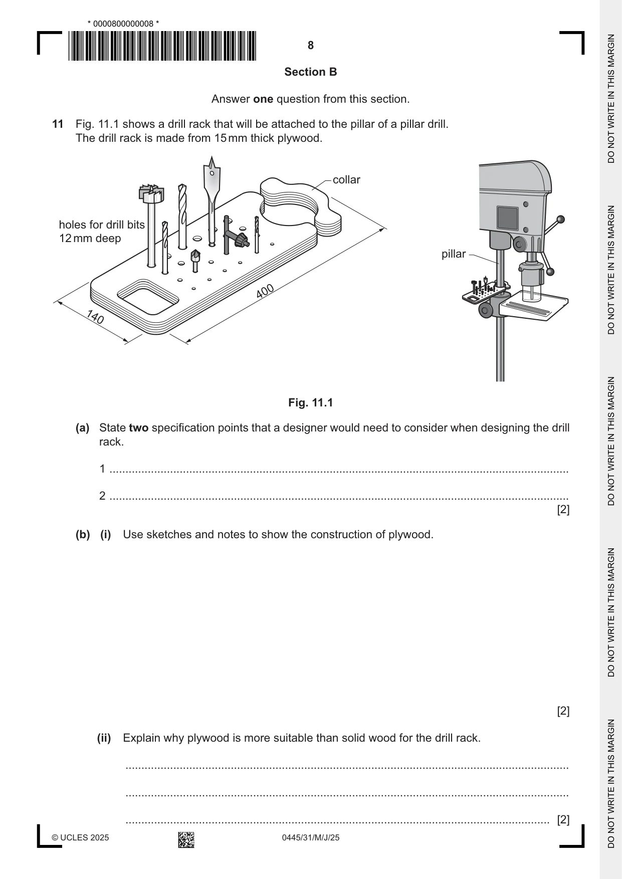 Cambridge IGCSE Design and Technology 0445 2025 May/June Paper 3 · Variant 1 question paper, page 8 of 24