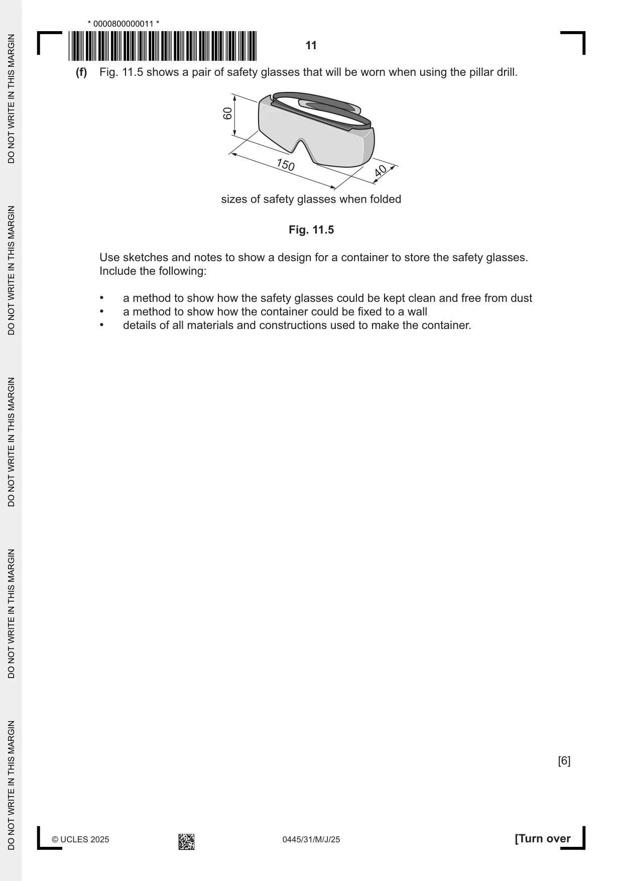 Cambridge IGCSE Design and Technology 0445 2025 May/June Paper 3 · Variant 1 question paper, page 11 of 24