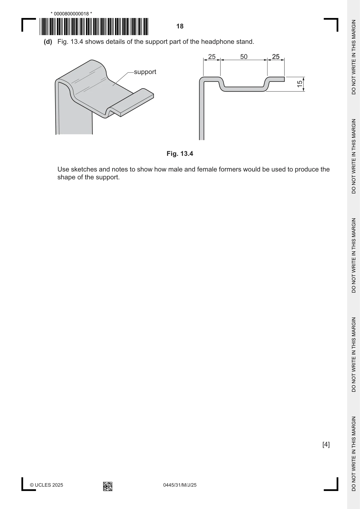 Cambridge IGCSE Design and Technology 0445 2025 May/June Paper 3 · Variant 1 question paper, page 18 of 24