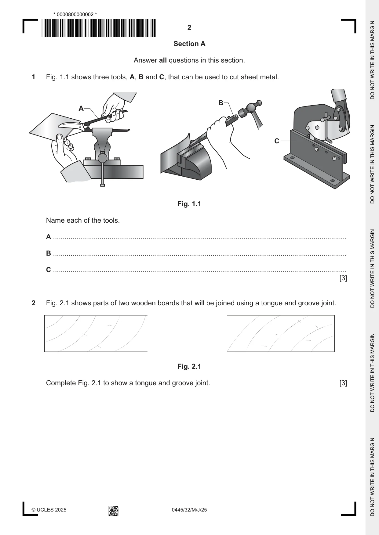 Cambridge IGCSE Design and Technology 0445 2025 May/June Paper 3 · Variant 2 question paper, page 2 of 20
