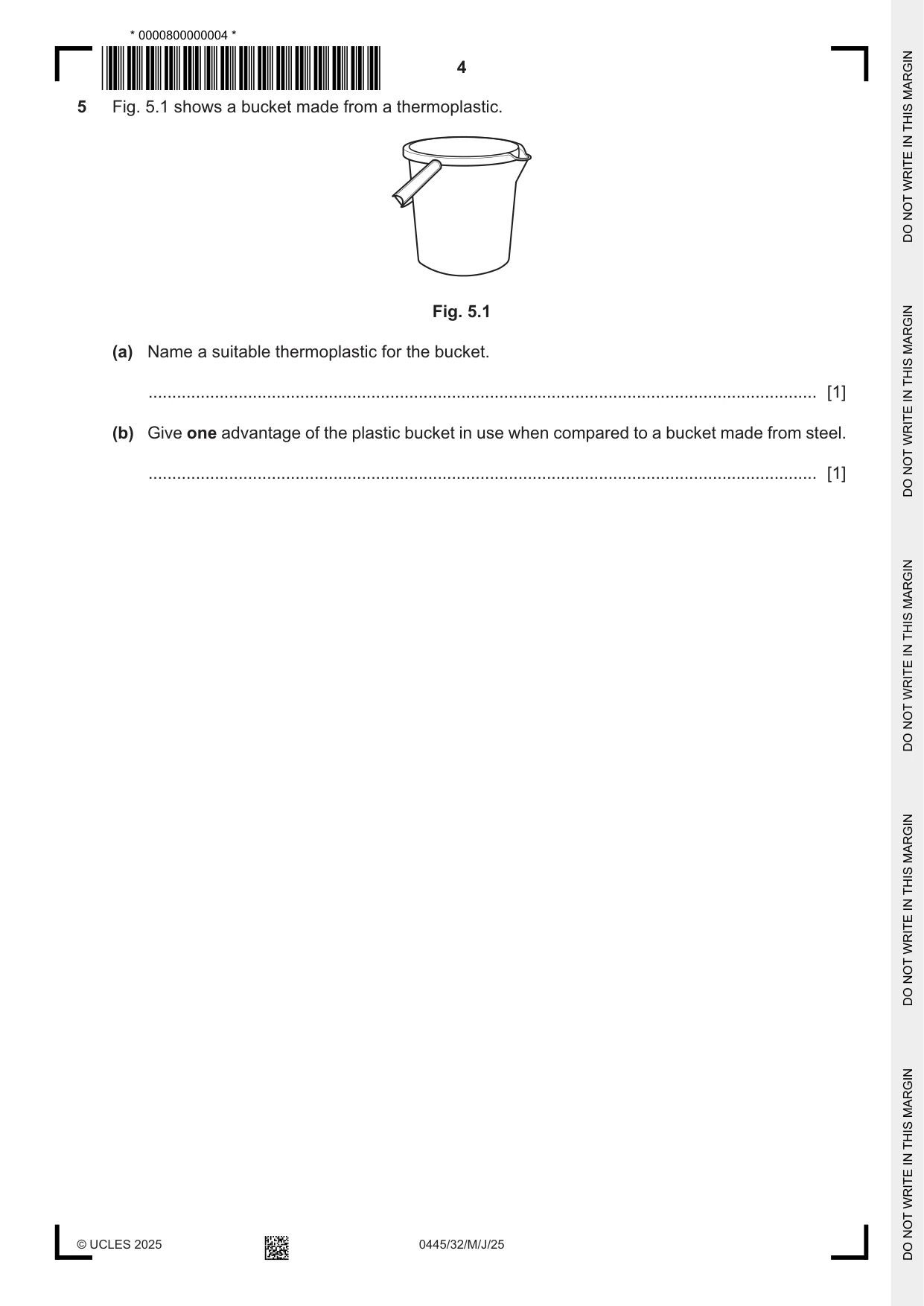 Cambridge IGCSE Design and Technology 0445 2025 May/June Paper 3 · Variant 2 question paper, page 4 of 20