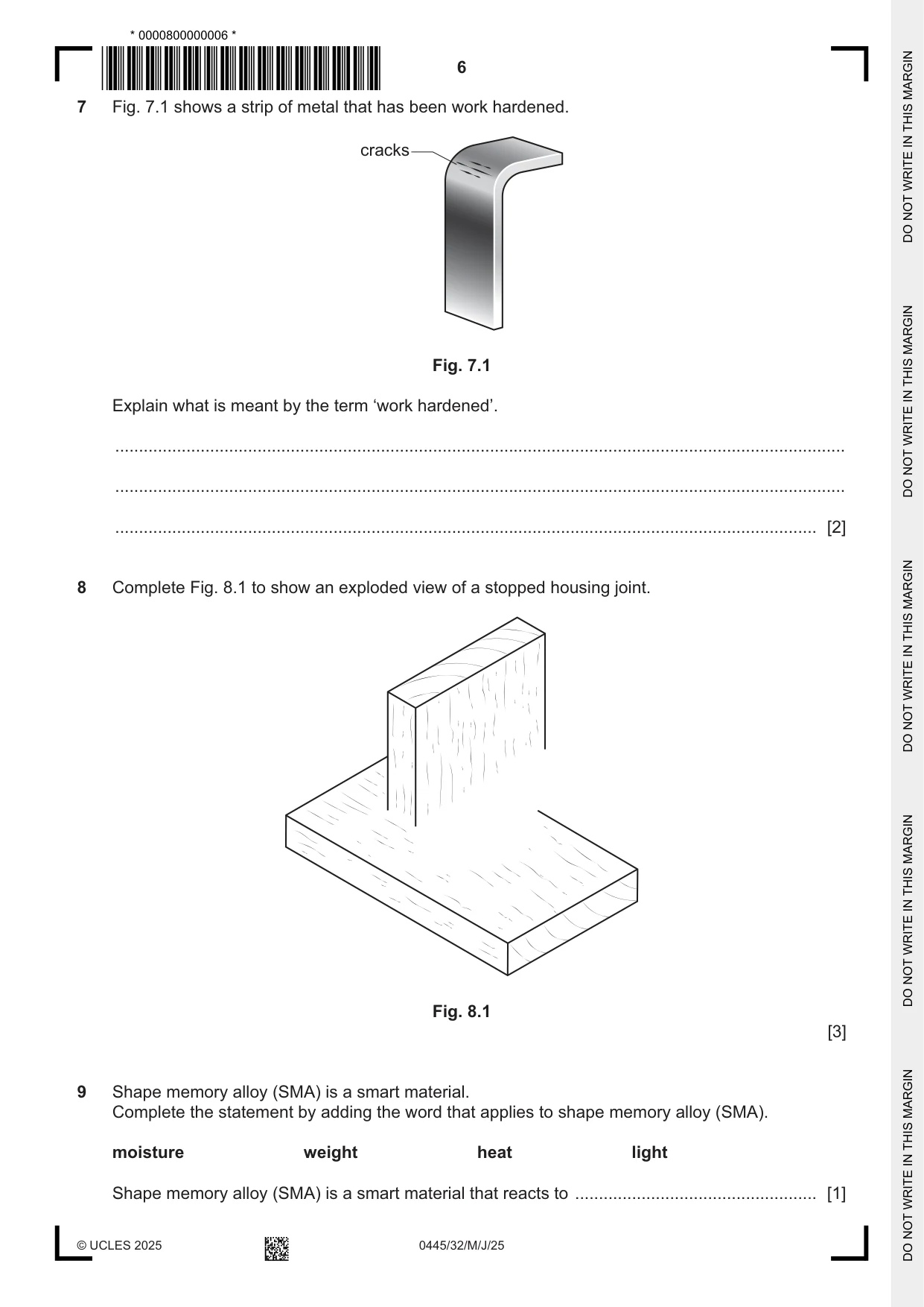 Cambridge IGCSE Design and Technology 0445 2025 May/June Paper 3 · Variant 2 question paper, page 6 of 20