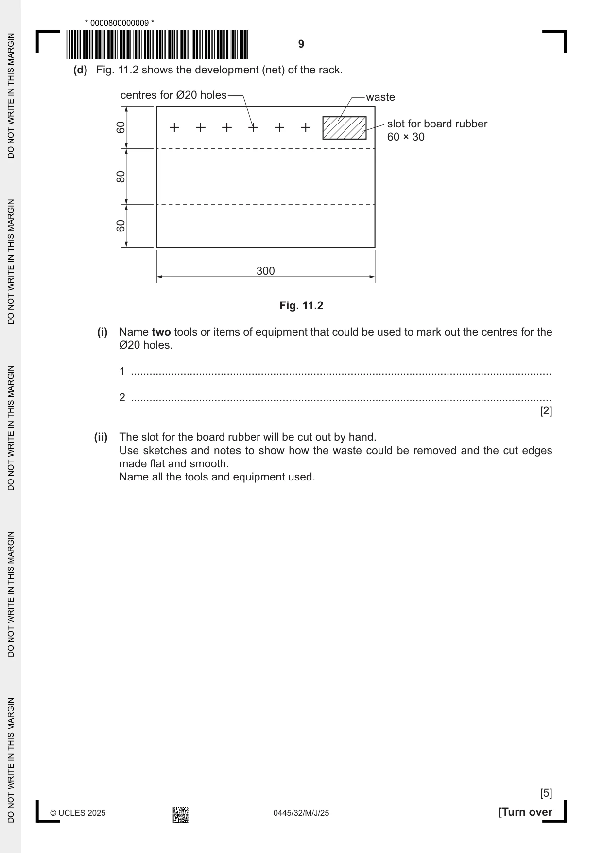 Cambridge IGCSE Design and Technology 0445 2025 May/June Paper 3 · Variant 2 question paper, page 9 of 20