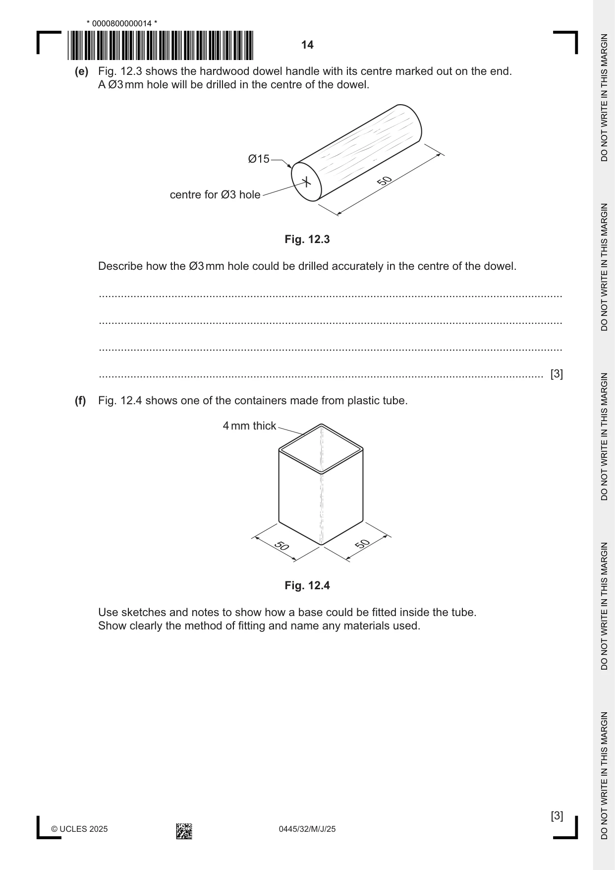 Cambridge IGCSE Design and Technology 0445 2025 May/June Paper 3 · Variant 2 question paper, page 14 of 20