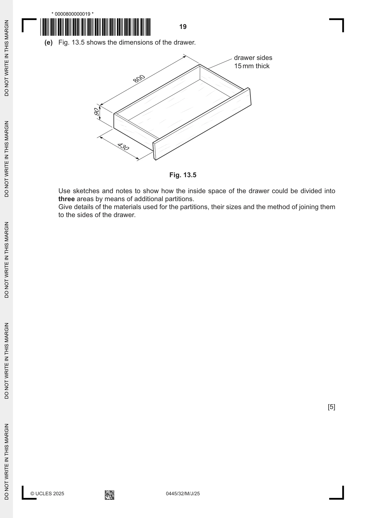 Cambridge IGCSE Design and Technology 0445 2025 May/June Paper 3 · Variant 2 question paper, page 19 of 20