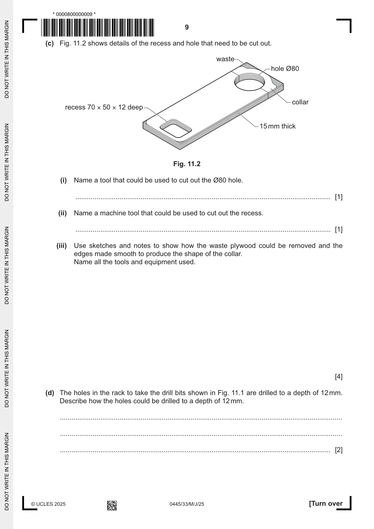 Cambridge IGCSE Design and Technology 0445 2025 May/June Paper 3 · Variant 3 question paper, page 9 of 24