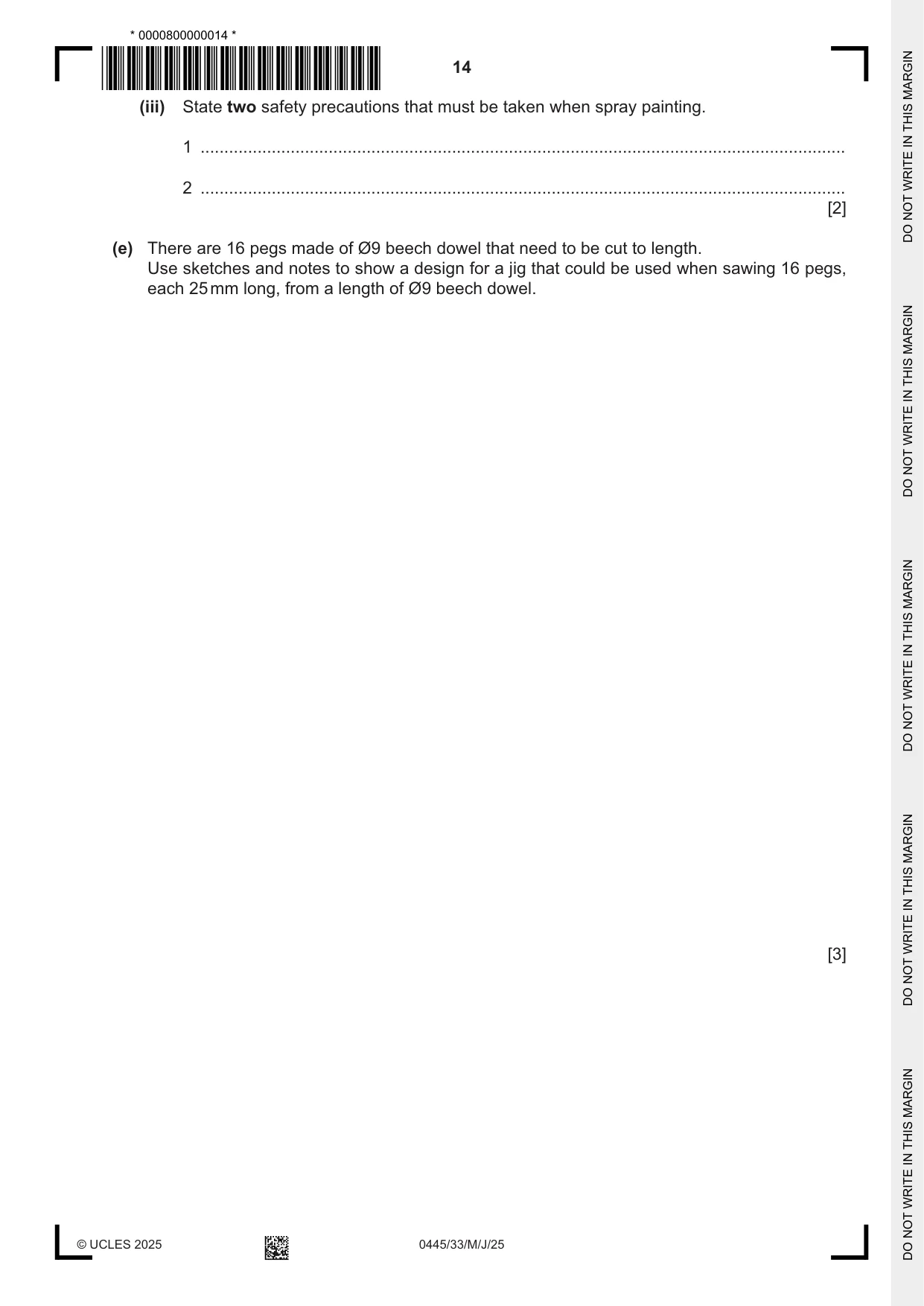 Cambridge IGCSE Design and Technology 0445 2025 May/June Paper 3 · Variant 3 question paper, page 14 of 24