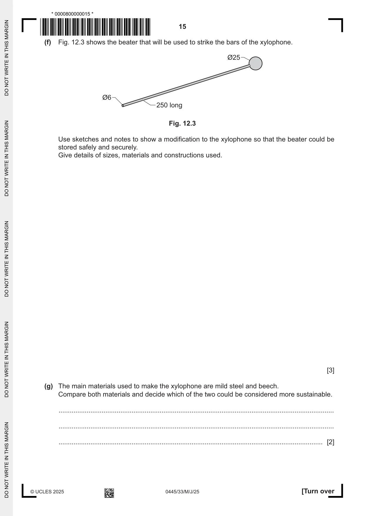 Cambridge IGCSE Design and Technology 0445 2025 May/June Paper 3 · Variant 3 question paper, page 15 of 24