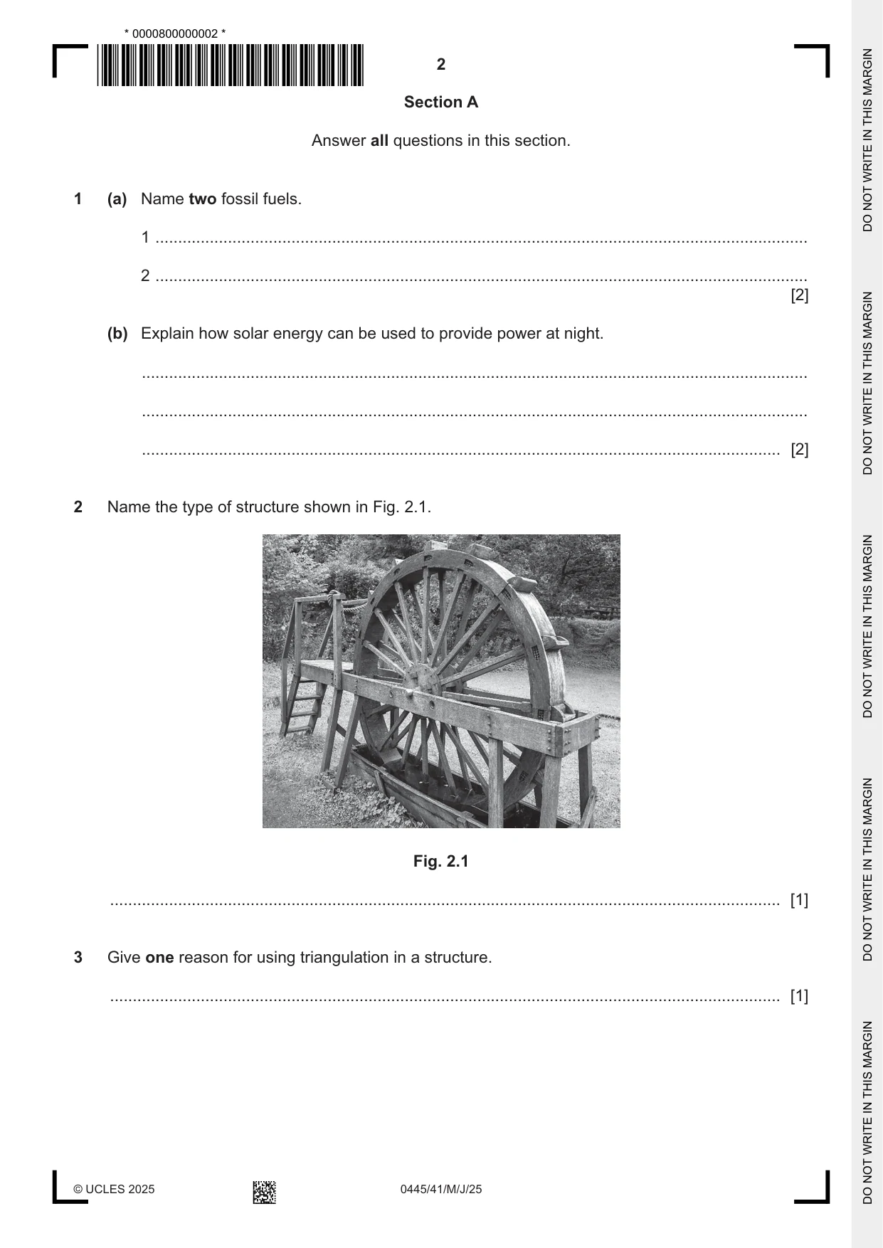 Cambridge IGCSE Design and Technology 0445 2025 May/June Paper 4 · Variant 1 question paper, page 2 of 20