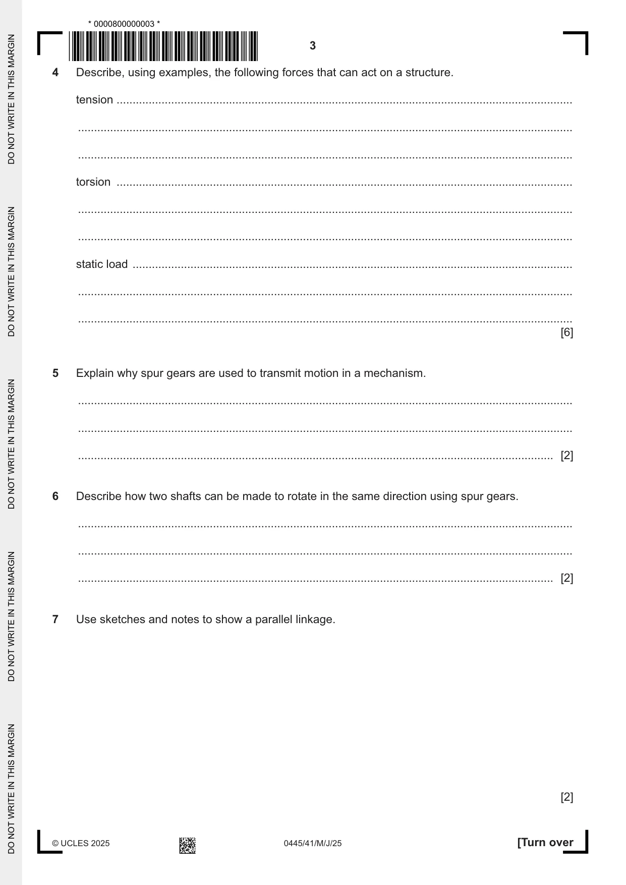 Cambridge IGCSE Design and Technology 0445 2025 May/June Paper 4 · Variant 1 question paper, page 3 of 20