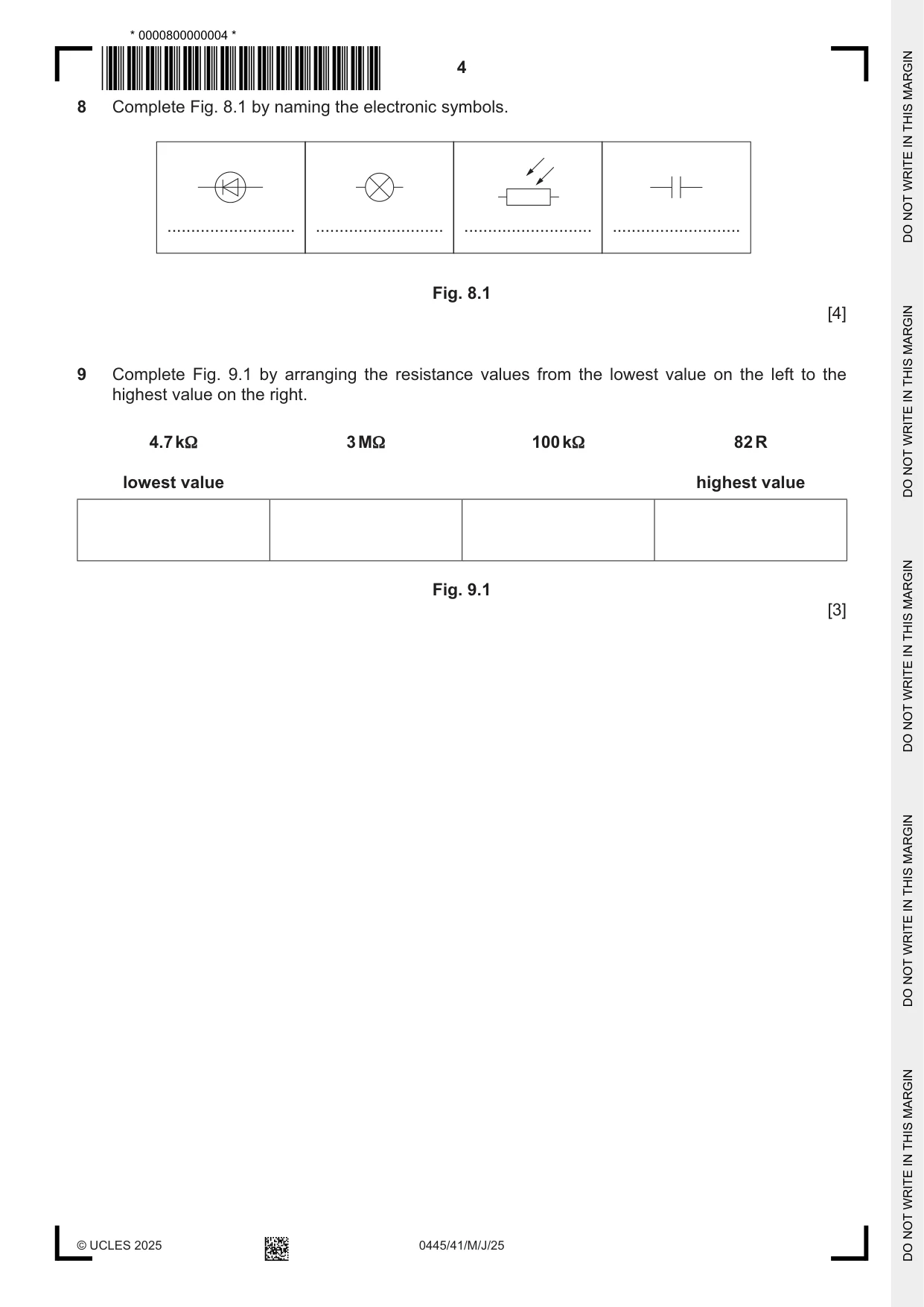 Cambridge IGCSE Design and Technology 0445 2025 May/June Paper 4 · Variant 1 question paper, page 4 of 20