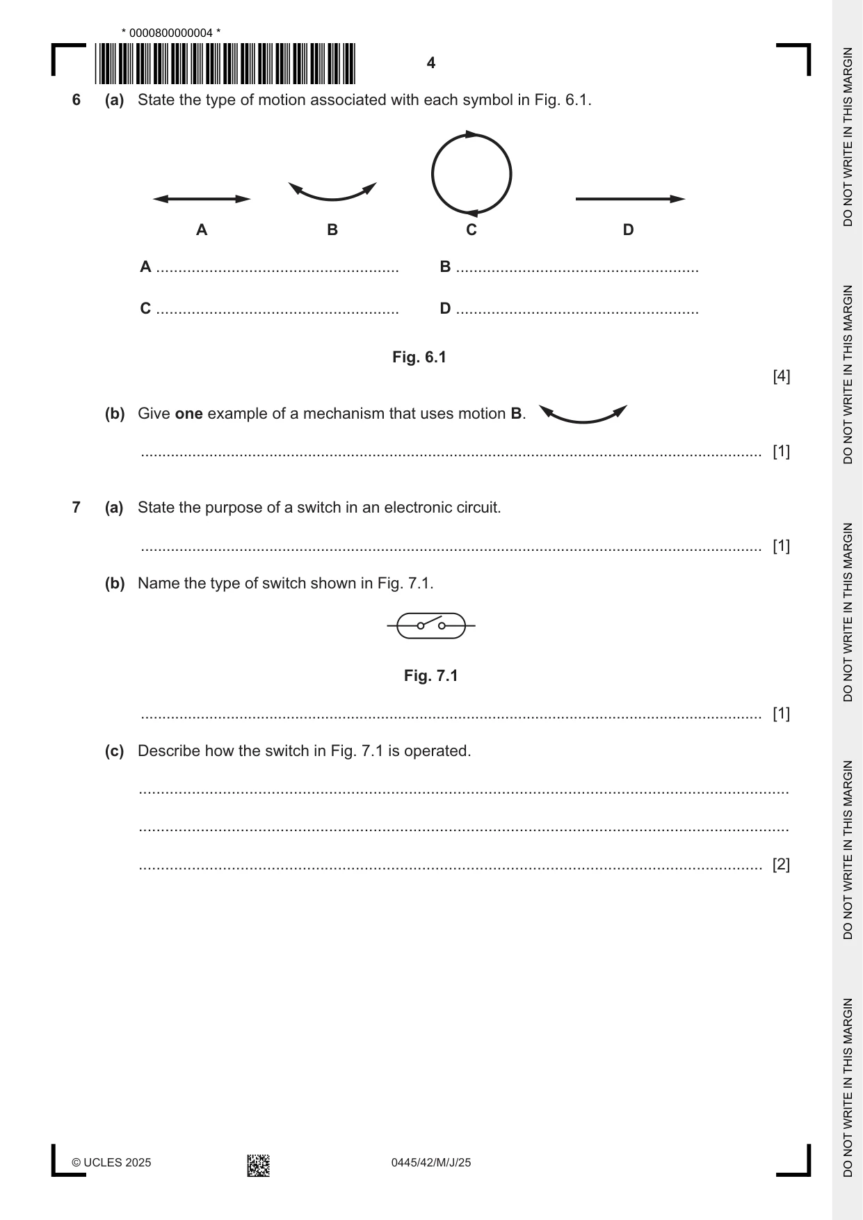 Cambridge IGCSE Design and Technology 0445 2025 May/June Paper 4 · Variant 2 question paper, page 4 of 20