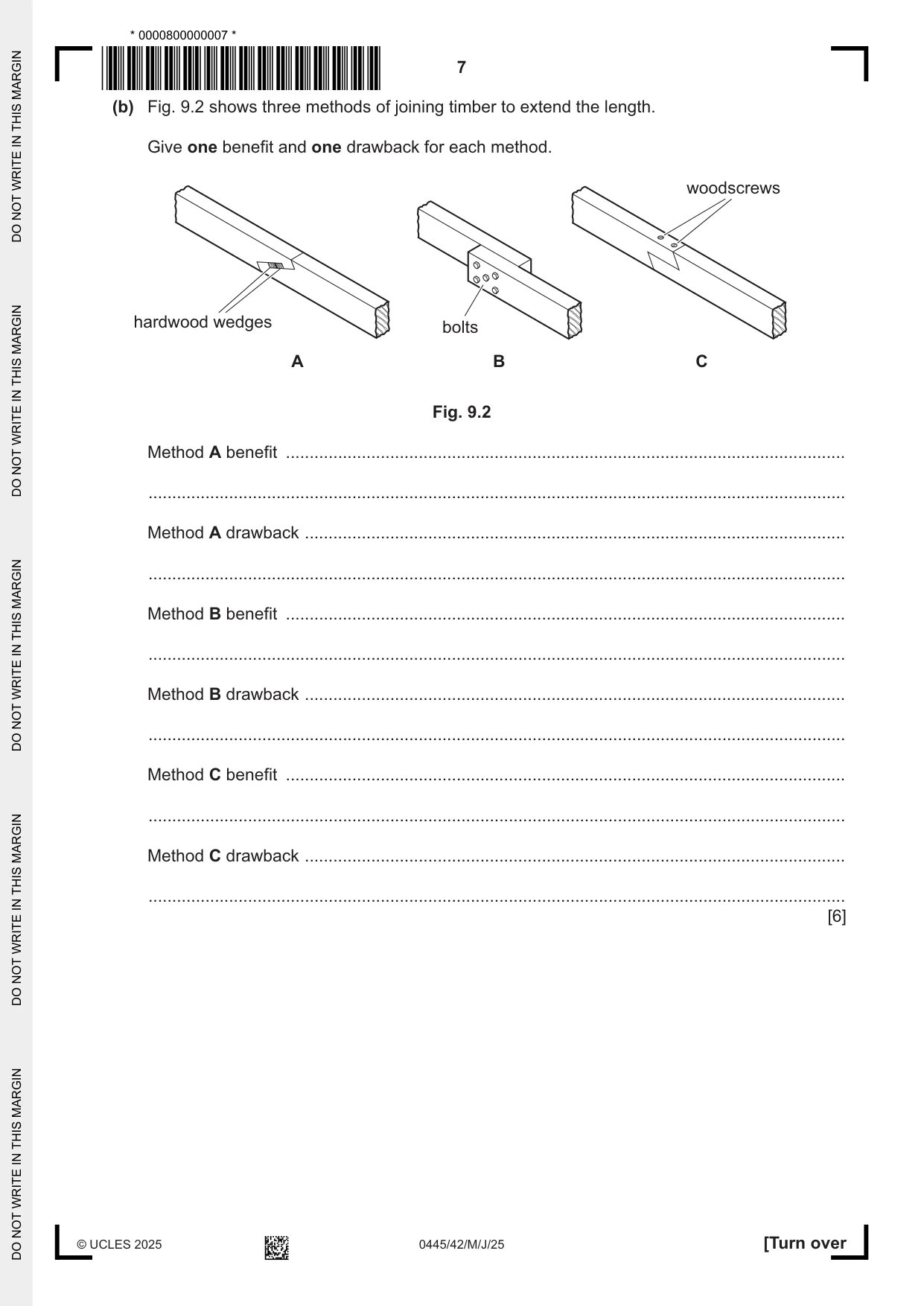 Cambridge IGCSE Design and Technology 0445 2025 May/June Paper 4 · Variant 2 question paper, page 7 of 20