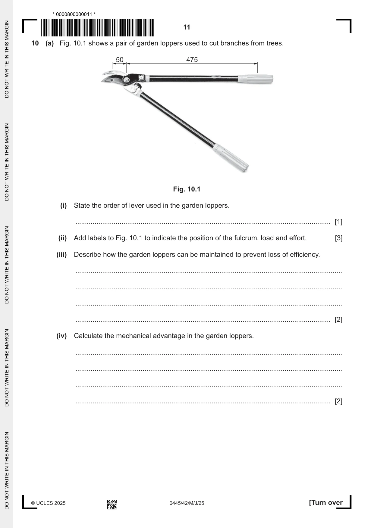 Cambridge IGCSE Design and Technology 0445 2025 May/June Paper 4 · Variant 2 question paper, page 11 of 20