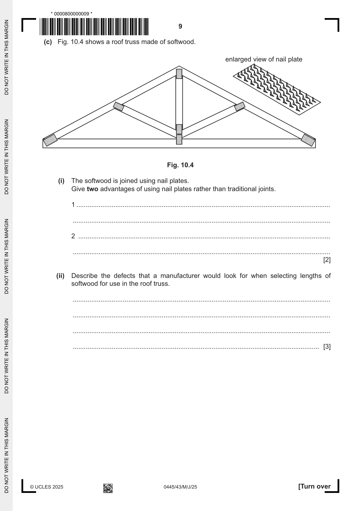 Cambridge IGCSE Design and Technology 0445 2025 May/June Paper 4 · Variant 3 question paper, page 9 of 20