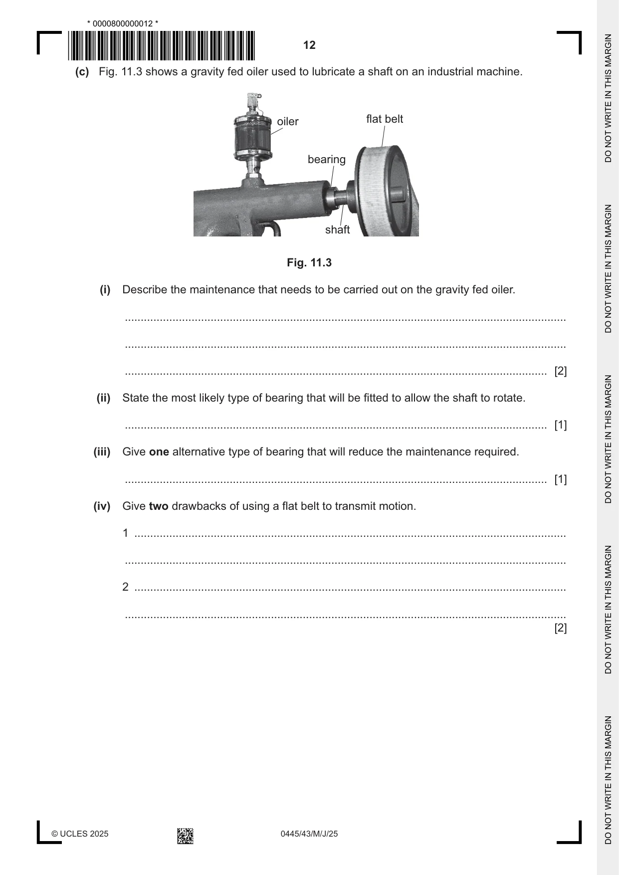 Cambridge IGCSE Design and Technology 0445 2025 May/June Paper 4 · Variant 3 question paper, page 12 of 20