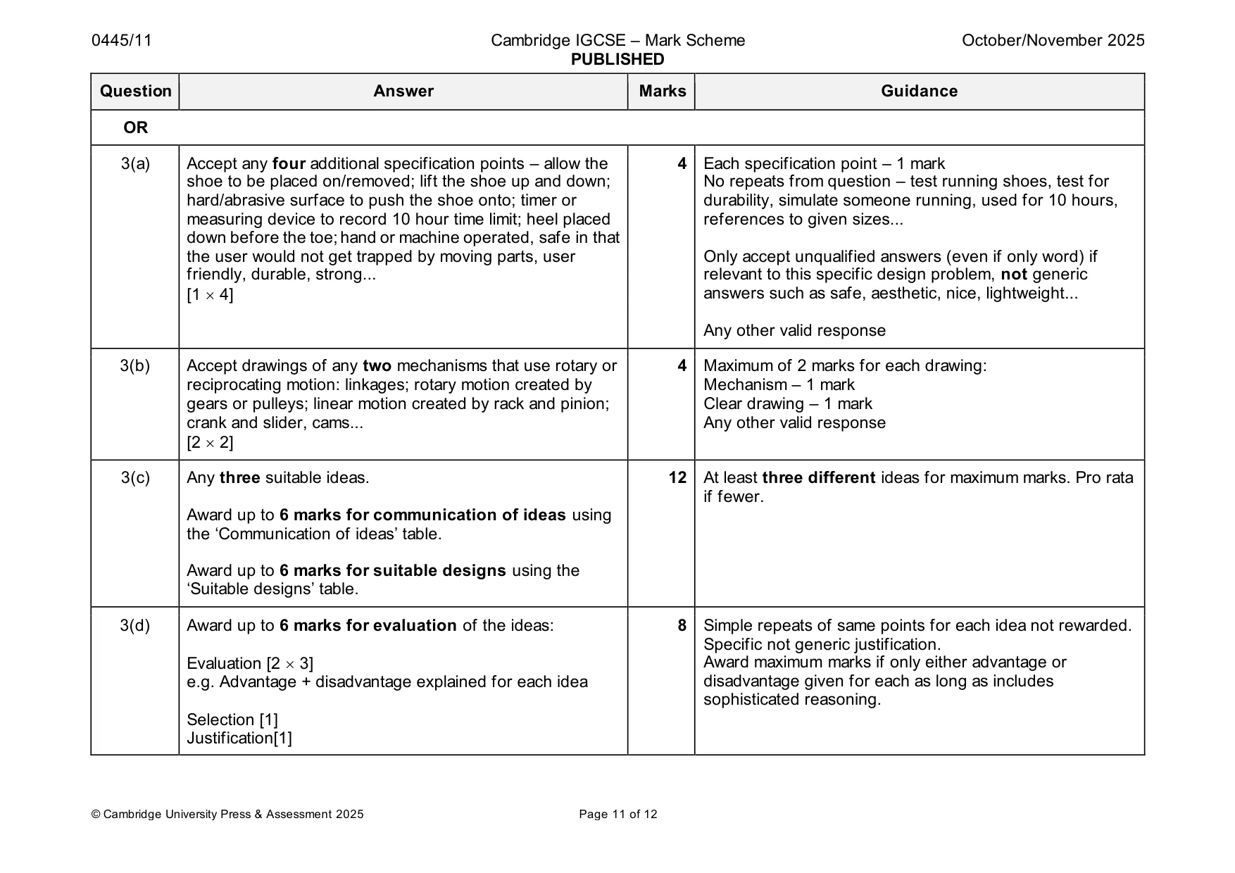 Mark scheme, page 11 of 12