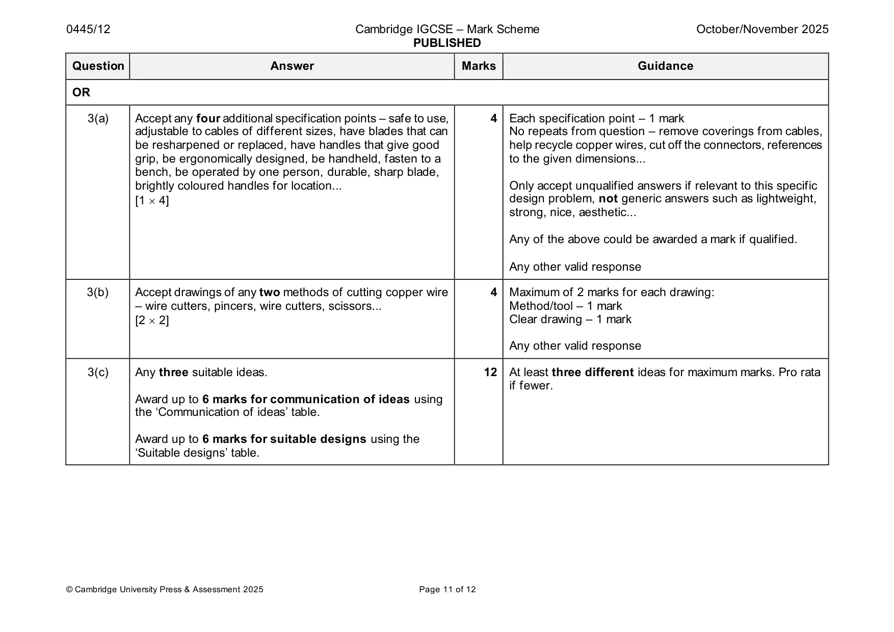 Mark scheme, page 11 of 12