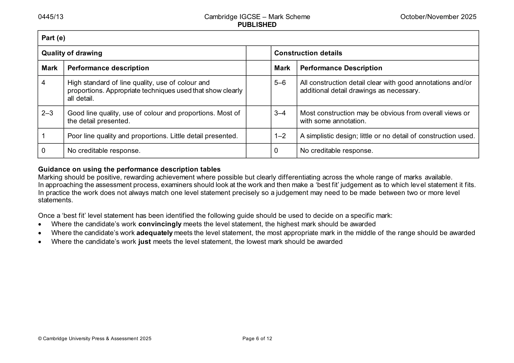 Mark scheme, page 6 of 12