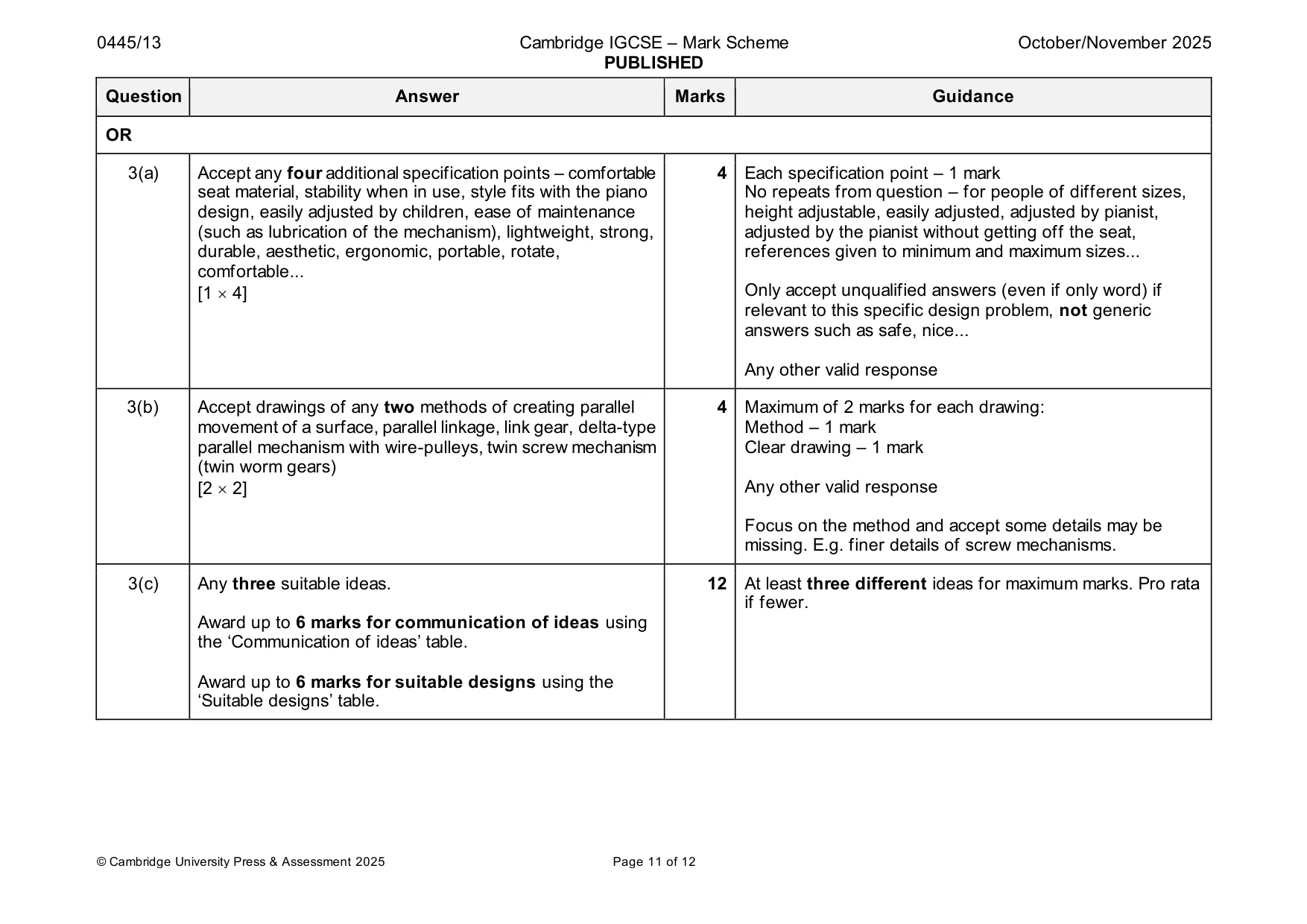 Mark scheme, page 11 of 12