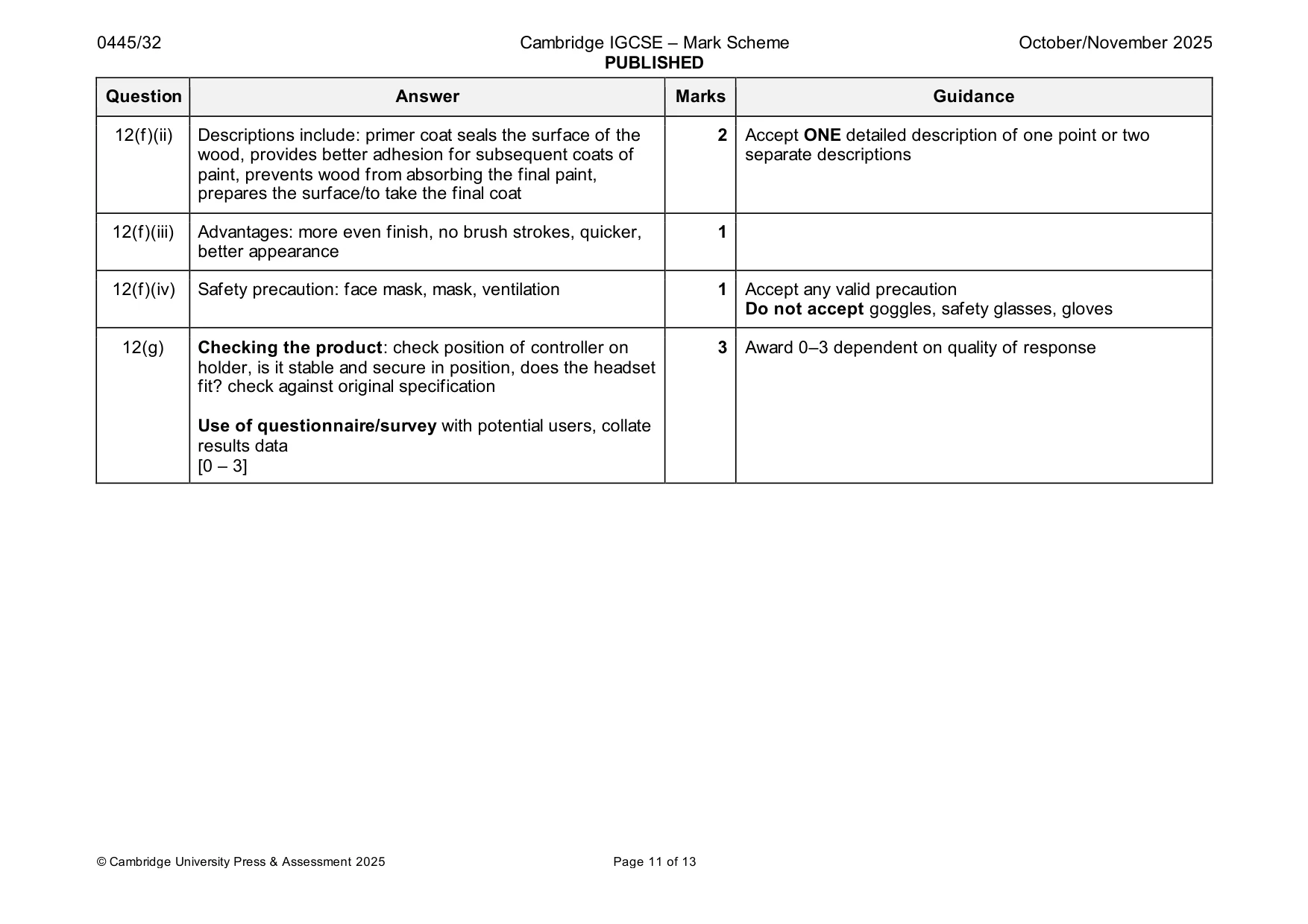 Mark scheme, page 11 of 13