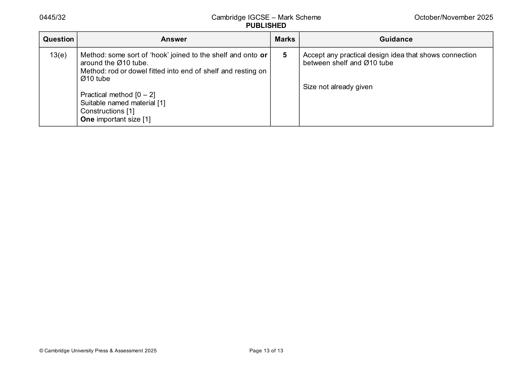 Mark scheme, page 13 of 13