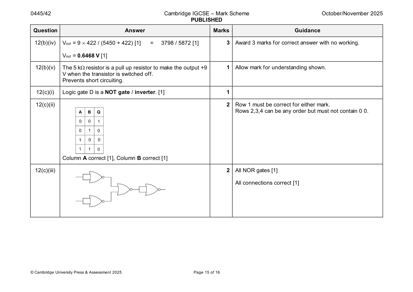 Mark scheme, page 15 of 16