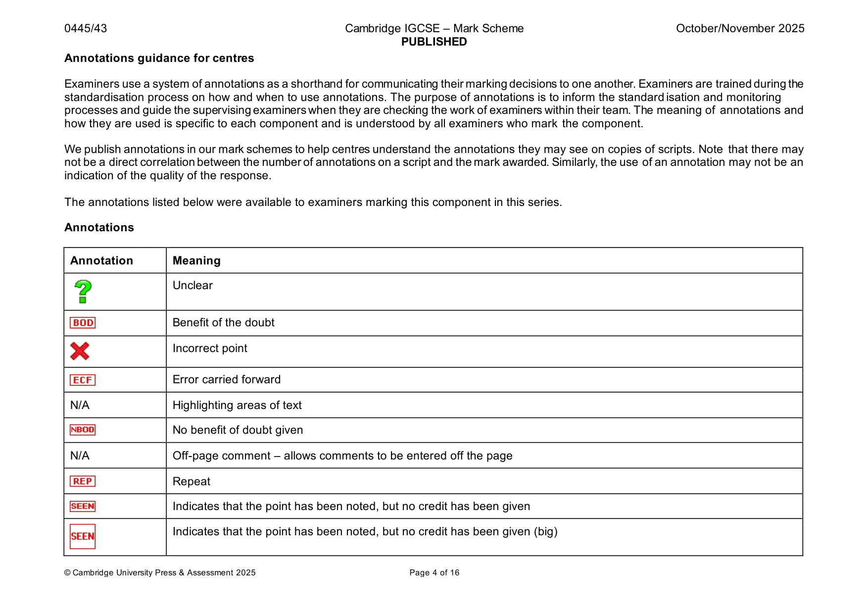 Mark scheme, page 4 of 16