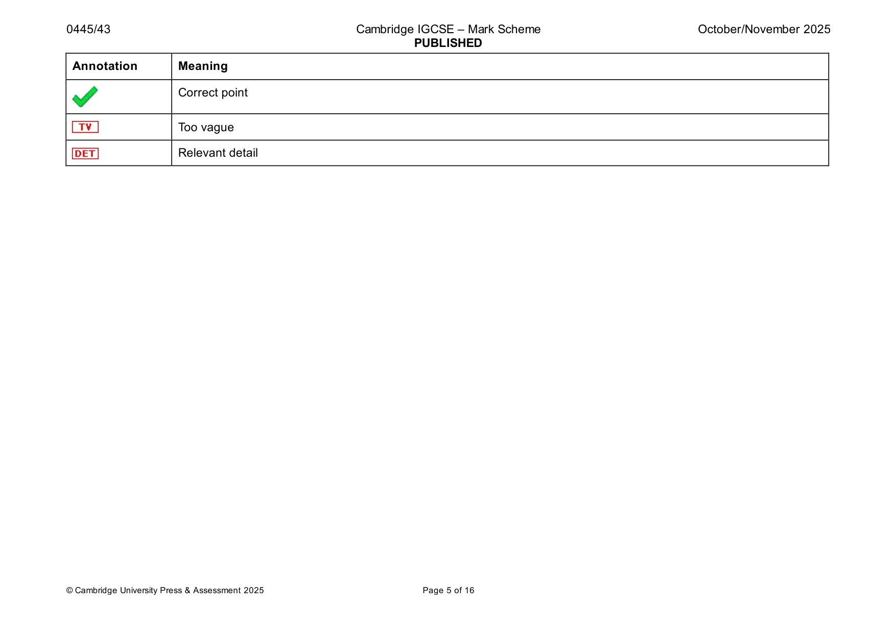 Mark scheme, page 5 of 16